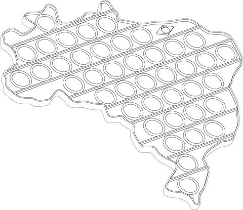 Pop it, Simple Dimple. Black white anti-stress Brazil contur. 3D Stock Illustration