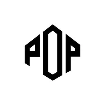 POP letter logo design with polygon shape. POP polygon and cube shape logo .. Stock Illustration