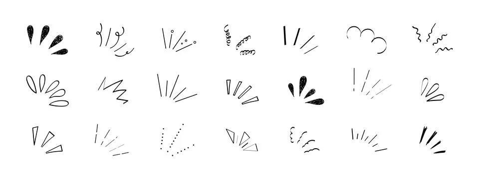 Pop line frame comic anime effect healine mark, suprise doodle emotions isolated Stock Illustration