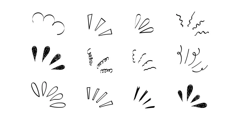 Pop line frame comic anime effect healine mark, suprise doodle emotions isolated Stock Illustration