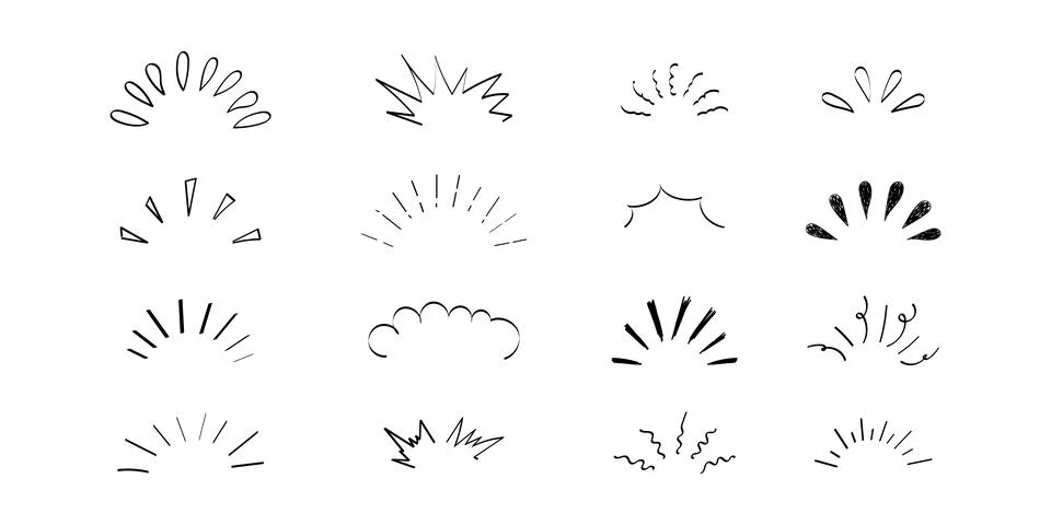 Pop line frame comic anime effect healine mark, suprise doodle emotions isolated Stock Illustration