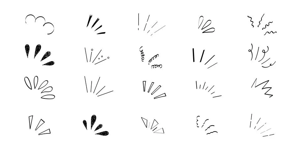 Pop line frame comic anime effect healine mark, suprise doodle emotions isolated Illustrazione stock