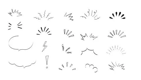 Pop line frame comic anime effect healine mark, suprise doodle emotions isolated Illustrazione stock