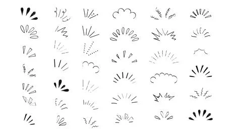 Pop line frame comic anime effect healine mark, suprise doodle emotions isolated Stock Illustration