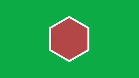 Pop up maroon hexagon with white border animation on green screen background vid Stock Footage 332151332