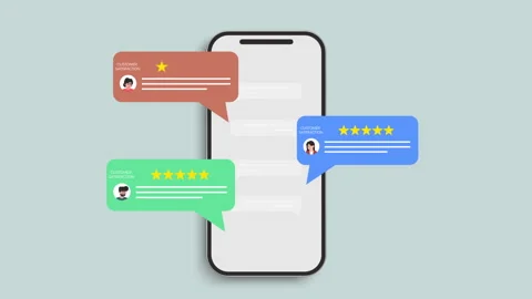 The pop-up message on the mobile will show 5-star comments and feedback Vídeo Stock 347996311