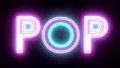 Pop neon sign lights logo text glowing multicolor HD Footage