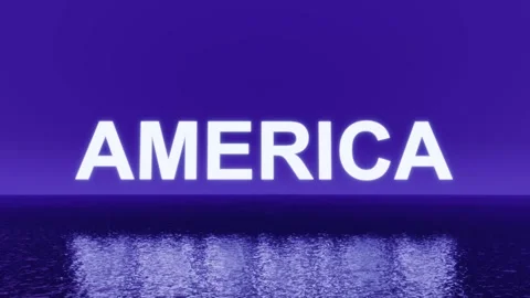 A pop-up neon splash screen featuring the word "America". Glow effect. 3d render Stock Footage 289308021