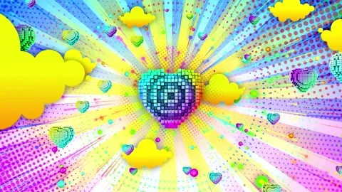 Pop Pixel Heart Stock Footage 341560518