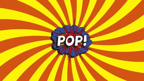 'POP!' in a retro comics speech bubble with halftone dotted shadow Stock Footage 156358197