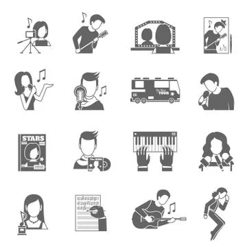 Pop Singer Icons Set Ilustración de archivo