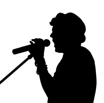 Pop singer silhouette Stock Illustration