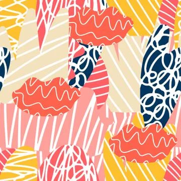 Pop style element of seamless pattern. Colorful abstract shapes Stock Illustration