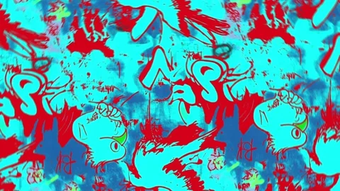 Pop-style phoenix and flower graffiti pattern — Rotation motion Stock Footage 308020573