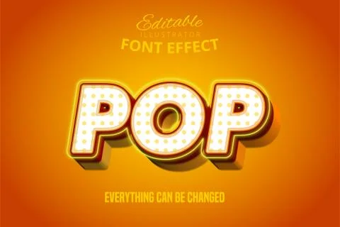 Pop text, 3d orange and yellow editable font effect Stock Illustration