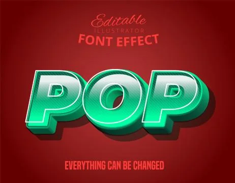 Pop text, 3d turquoise editable font effect Stock Illustration