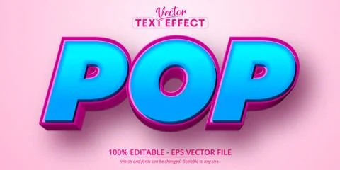 Pop text, cartoon style editable text effect Stock Illustration