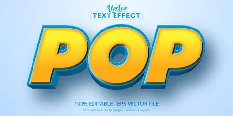 Pop text, cartoon style editable text effect Stock Illustration