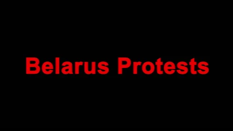 Pop-up text screen saver with text BELARUS PROTESTS for news on tv. Protests Stock Footage 139148677