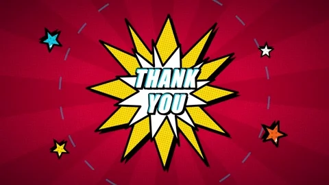 Pop thank you animation with comic book style burst and stars for creative .. Stock Footage 337562161