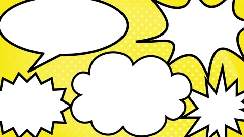 Pop up various shaped comic bubbles animation Stock Footage 236008337
