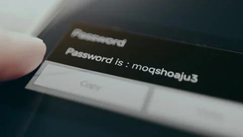 Pop up window containing a password, user taps the Copy option Stock Footage 329278607