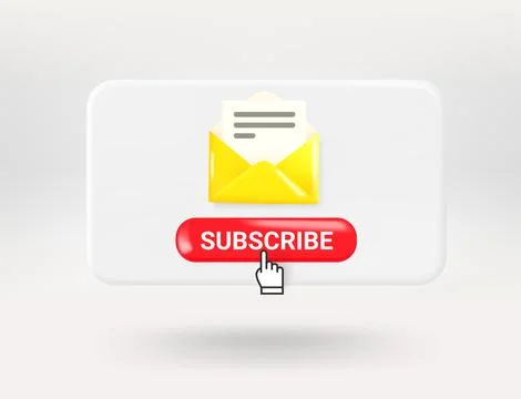 Pop up window with red button. Subscribe concept. 3d vector illustration 스톡 일러스트