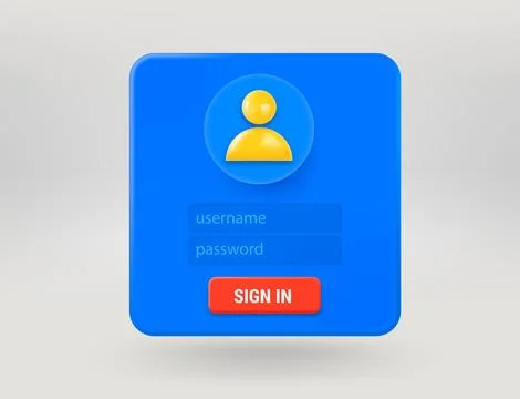 Pop up window with sign in button. 3d vector illustration Stock Illustration