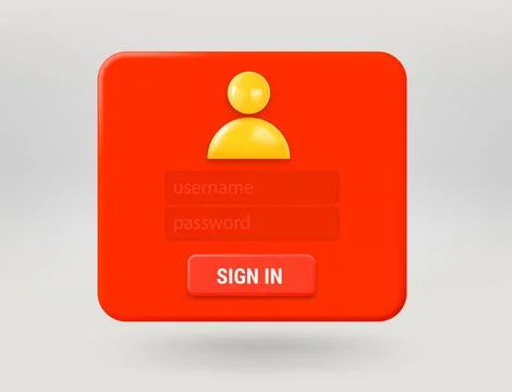 Pop up window with sign in button. 3d vector illustration Stock Illustration