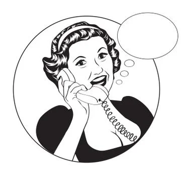 Popart comic retro woman talking by phone Stock Illustration