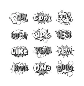 Popart comic speech bubble boom effects vector Stockillustratie