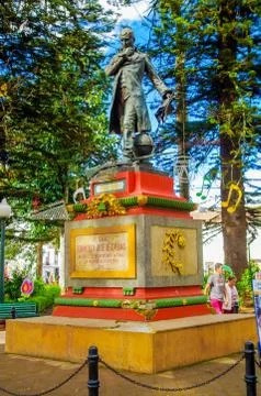 POPAYAN, COLOMBIA - FEBRUARY 06, 2018: Outdoor view of bronze statue of Sabio Stock Photos