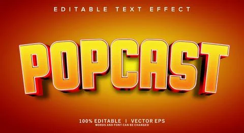 Popcast 3d vector text effect with modern style design Illustration