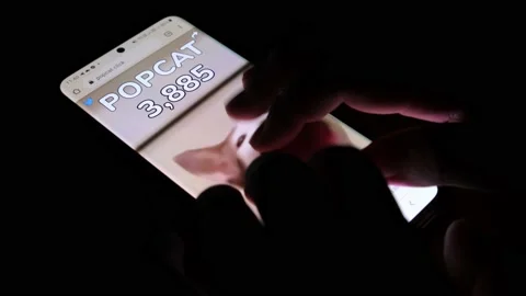 Popcat game being played by tapping finger on cat on modern smartphone Stock Footage 158935560