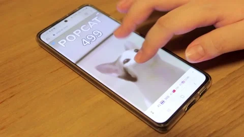 Popcat game being played by two finger on modern smartphone Video stock 158935699