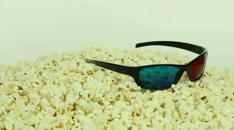 Popcorn and 3D glasses Stock Footage 48439481