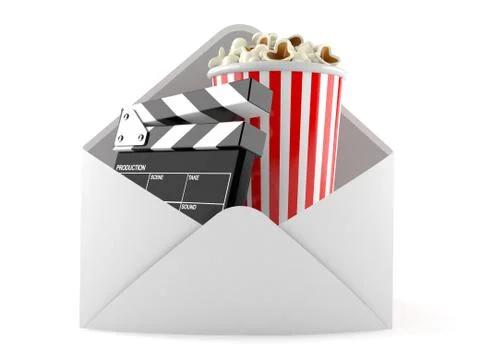 Popcorn and clapboard inside envelope Stock Illustration