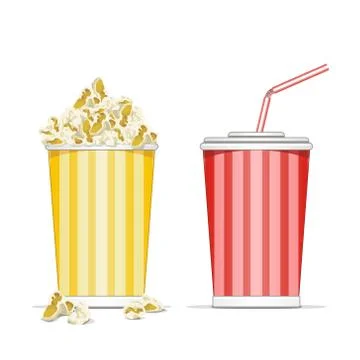 Popcorn and coke cup Stock Illustration