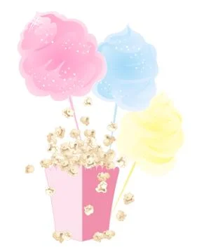 Popcorn and cotton candy Stock Illustration