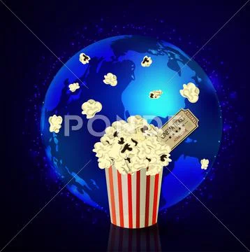 Popcorn and movie ticket Stock Illustration