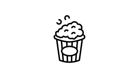 Popcorn Animation Icon Stop motion video 4K. Alpha channel Stock Footage 134969394