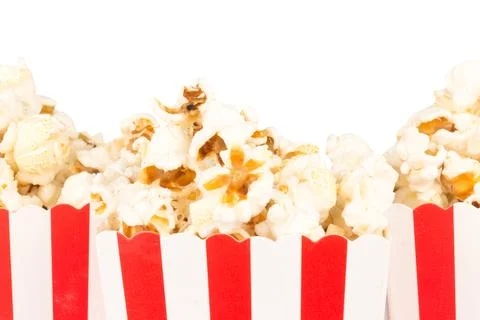 Popcorn background isolated on white background food box Stock Photos