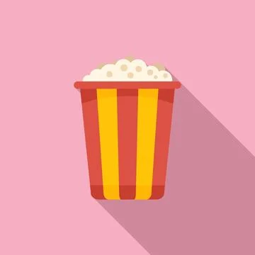 Popcorn bag icon flat vector. Machine corn Stock Illustration