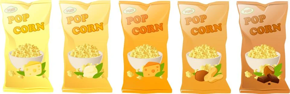 Popcorn in bag Stock Illustration