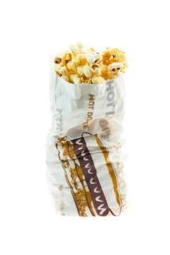 Popcorn in bag on white background Stock Photos