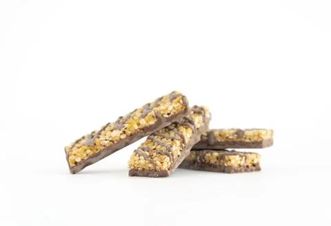 Popcorn bars on a white background. Stock Photos