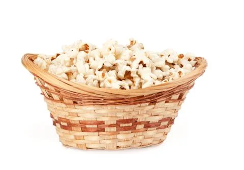 Popcorn in a basket Stock Photos