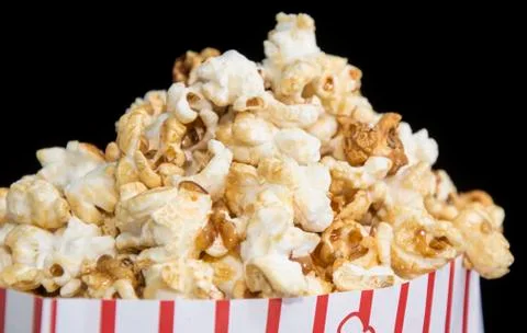 Popcorn on black background Stock Photos