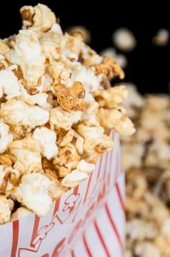 Popcorn on black background Stock Photos