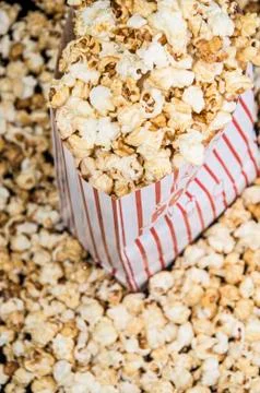 Popcorn on black background Stock Photos
